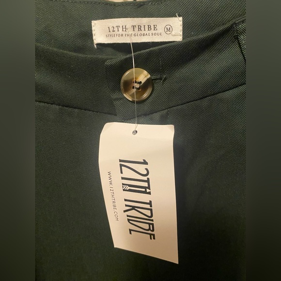 New With Tags NWT 12th Tribe Emerald Green Wide Leg Trousers - Picture 4 of 5